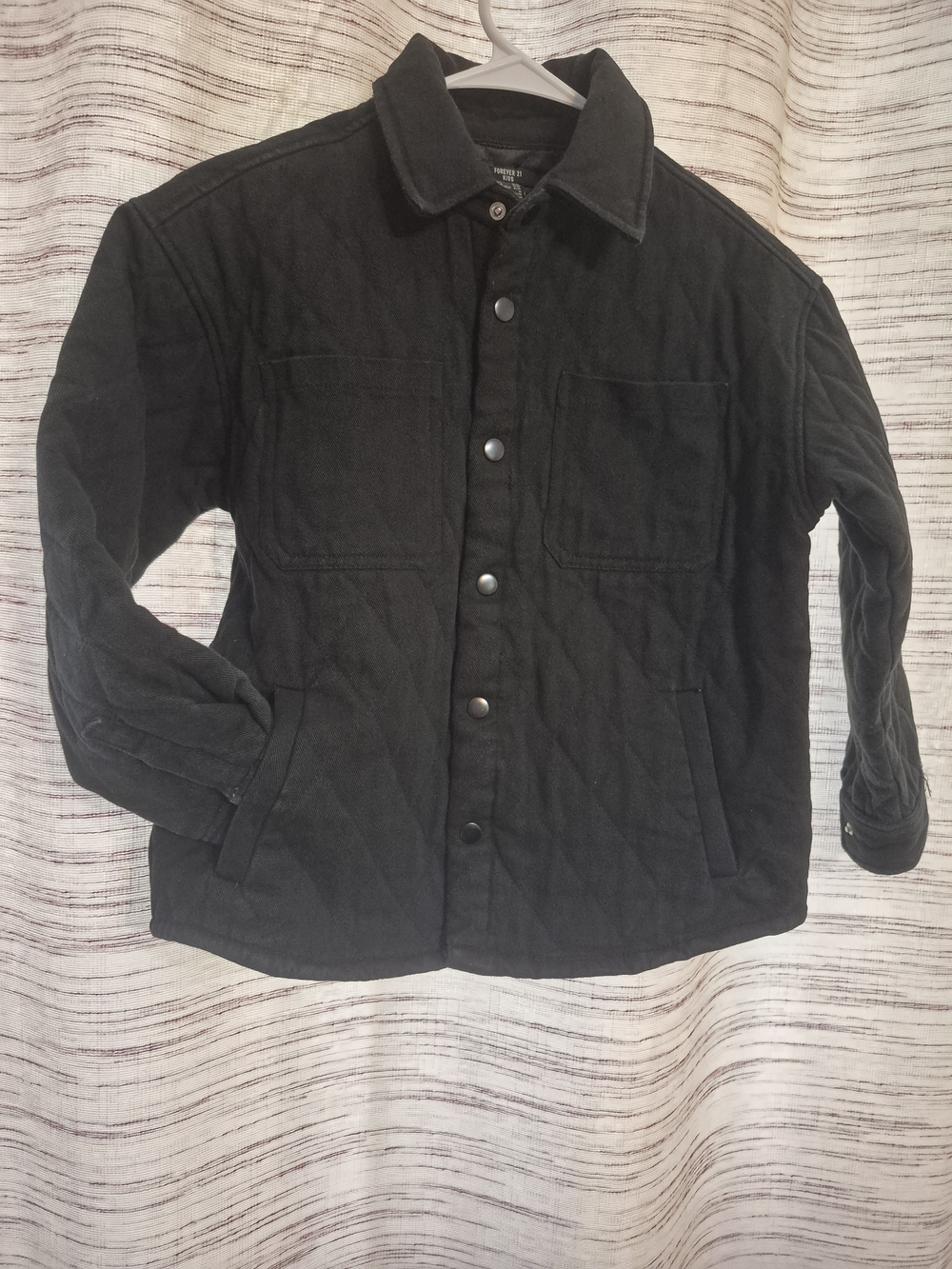 Forever 21 Black Quilted Button-Front Shirt Jacket